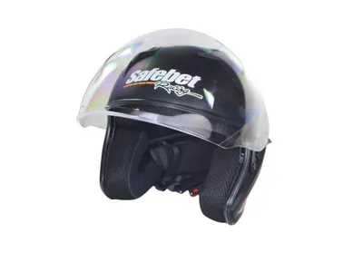 Casca moto semi-integrala cu ochelari adulti, Safebet HF-227, culoare negru mat, marime 2XL