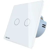Intrerupator dublu cu touch Welaik panou din sticla A1921CW, alb