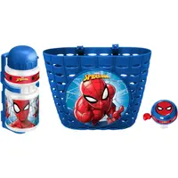 Set trei accesorii pentru bicicleta copii, cos, sonerie si sticla apa, Spiderman