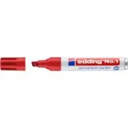 Marker permanent Edding No. 1, corp aluminiu, varf tesit, 1-5 mm, rosu