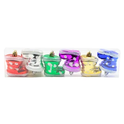 Set 6 decorațiuni cizmulițe colorate, 4 cm, Xmas Magic