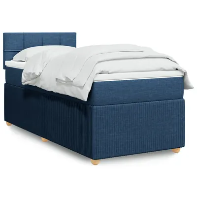Gossi pat box spring cu saltea, albastru, 100x200 cm, textil