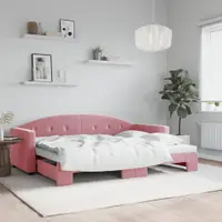 Gossi pat de zi cu extensie, roz, 80x200 cm, catifea