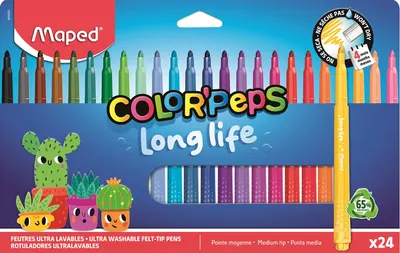 Carioci Maped Color Peps - Long Life, 24 culori