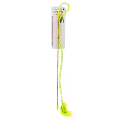 Jucărie undiță galbenă pentru pisici 40cm