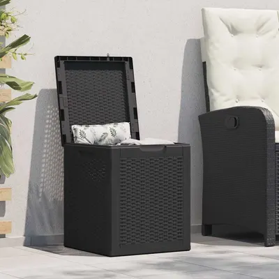 vidaXL Cutie de depozitare pentru grădină, negru, 90L, PP ratan