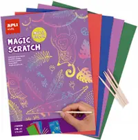 Set de cărți de răzuit Apli Kids Scratch Cards - 8 cărți colorate și 4 bețe de lemn