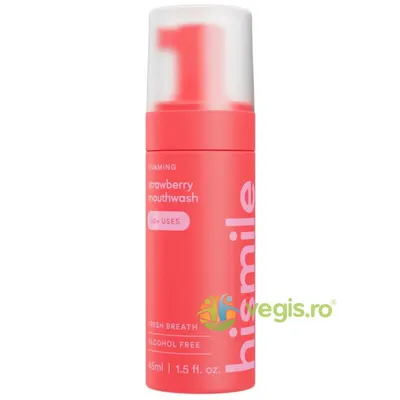 Spuma de Gura cu Aroma de Capsune pentru Respiratie Proaspata Strawberry 50+ Utilizari fara Alcool 45ml