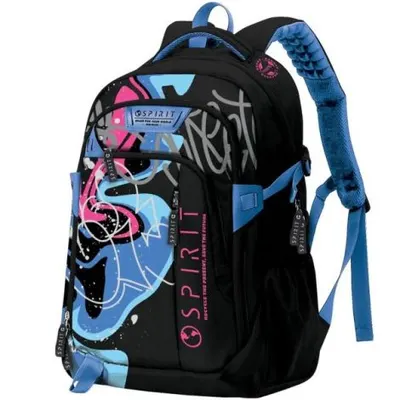 Rucsac Spirit Pattern Graffiti, Negru cu Roz, 49x35x16 cm