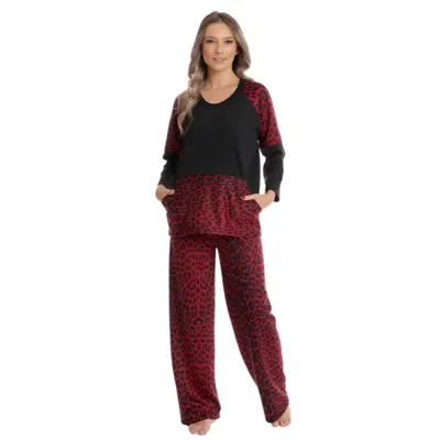 Tinuta dama AI2505 negru/bordo animal print, Andana | marimea S