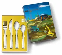 Set de tacâmuri pentru copii Zilverstad - Mașini de construcții, 4 bucăți
