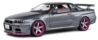 Model de colecție SOLIDO Modern: Mașini - Nissan Skyline GT-R (BNR34), Silver with Purple Metallic Accents, 1999