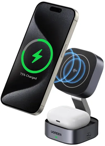 Încărcător wireless Ugreen - W702 3 в 1, MagSafe, negru