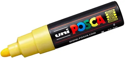 Marker permanent cu varf rotund Uni Posca - PC-7M, 5.5 mm, galben