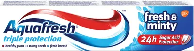 Aquafresh Triple Protection Pastă de dinţi Fresh & Minty, albastru, 50 ml