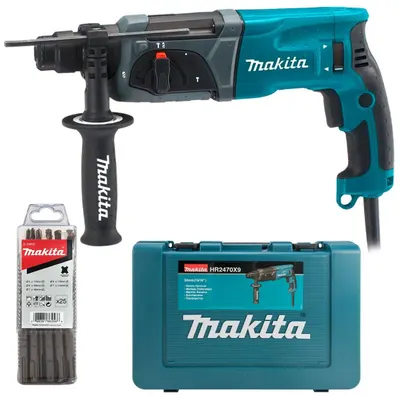 Perforatoare electrică cu ciocan Makita - HR2470X9, 780W, 25 burghie pentru beton