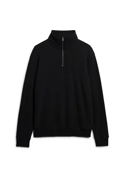 SUPERDRY - Bluza de trening cu fermoar scurt - Negru