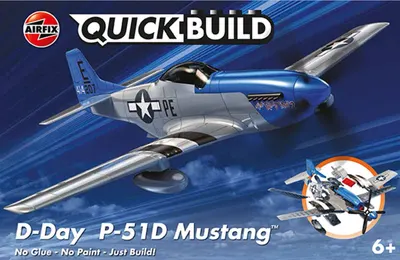 Model asamblat Airfix Militar : Avioane - QUICKBUILD D-Day P-51D Mustang - Asamblare fără lipici
