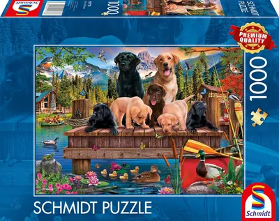 Puzzle Schmidt din 1000 piese - Familie de câini lângă lac