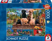 Puzzle Schmidt din 1000 piese - Familie de câini lângă lac