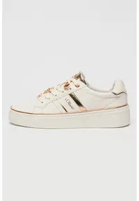Pantofi sport flatform cu detalii metalice - Alb/Auriu rose
