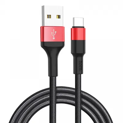 Cablu Date si Incarcare USB-A - USB-C HOCO X26 Xpress, 18W, 1m, Negru Rosu
