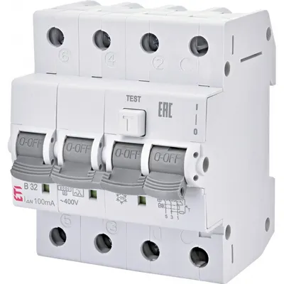 Intrerupator automat RCBO 3P+N 25A/30mA curba B Tip A 6kA KZS-4M Eti 002174906