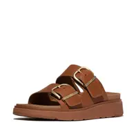 FITFLOP FitFlop Gen-FF Buckle Two-Bar Leather Slides LICHTBRUIN 39