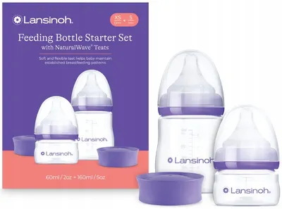 Set sticle pentru bebeluși Lansinoh - NaturalWave, Starter Set, 0 luni+