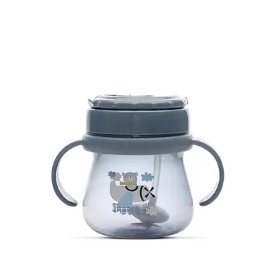 Cana cu toarte, sistem de baut din orice pozitie, cu pai flexibil, 12 luni+, 250 ml, My Friend, Cameo Blue