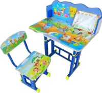 Birou pentru copii Novokids My little desk Albastru din MDF cu jucarii interactive,cadru metalic 70x44x67 cm