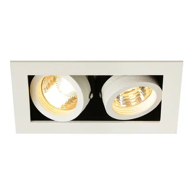 Spot incastrat, KADUX Ceiling lights GU10, white double-headed, QPAR51, rectangular, matt white, max. 100W, incl. clip springs
