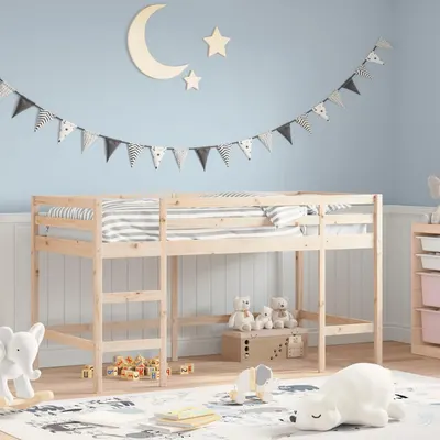 vidaXL Pat etajat de copii cu scară, 90x190 cm, lemn masiv pin