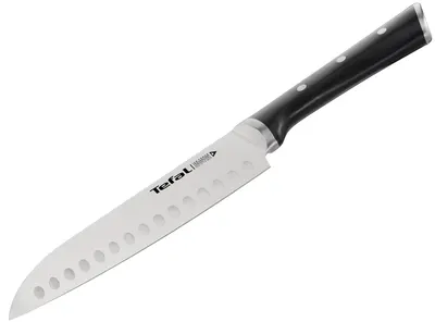 Cuțit de bucătărie Tefal - Ice Force Santoku, 18 cm, negru