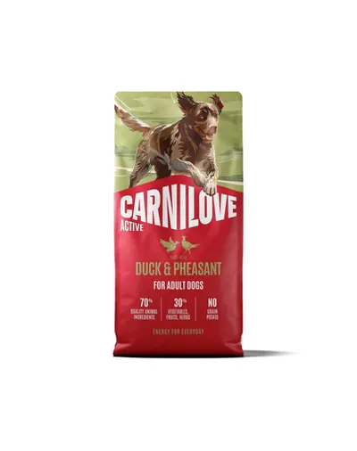 Hrană uscată câini activi 12 kg CARNILOVE Active Dog Duck and Pheasant Adult, rață și fazan