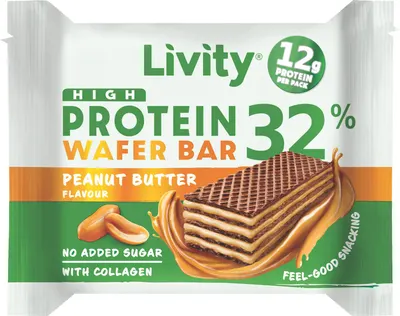 Napolitană proteică cu unt de arahide, 38 g, Livity