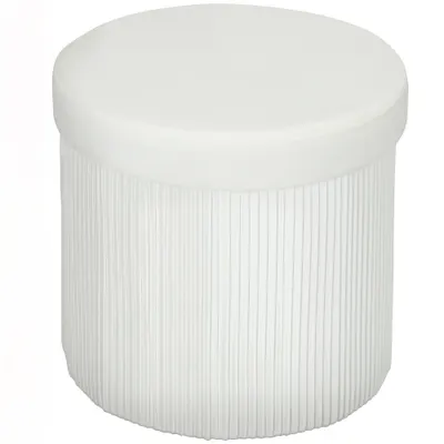 HOMCOM Puf depozitare Bancă depozitare pliabilă 35 L 38x38x38 cm Tapițerie din Catifea Cufăr de Depozitare Rotund Crem | Aosom Romania