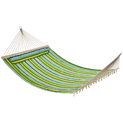 Outsunny Hamac de Grădina pentru Relaxare, 1-2 Persoane, din Bumbac și Poliester, cu Pernă Detașabilă, 400x140 cm | Aosom Romania