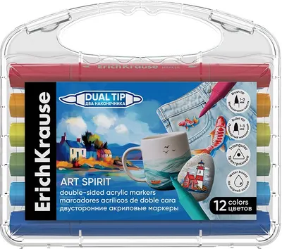Markere acrilice cu două capete Erich Krause Art Spirit - 12 culori
