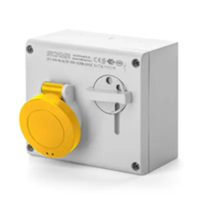 Priza interblocabilan32A 3P+N+E 4h 100-130V 50Hz 60Hz 136X125MM_PAR terminal cu surub Cu interblocaj mecanic