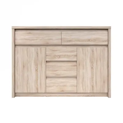 Comoda NORTON, 2 usi, 5 sertare, stejar sonoma, 127x40x92 cm