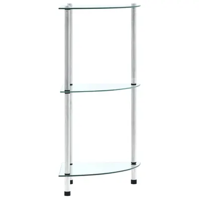 Gossi raft cu 3 niveluri, transparent, 30x30x67 cm, sticla securizata