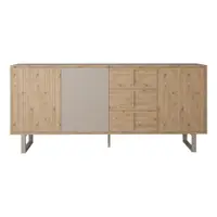 Comodă gri/în culoare naturală joasă cu aspect de lemn de stejar 180x80 cm Millay – Marckeric