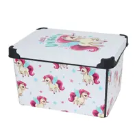 Cutie depozitare, cu capac, pentru camera copilului, model little unicorn, 39x24 cm, 22 l