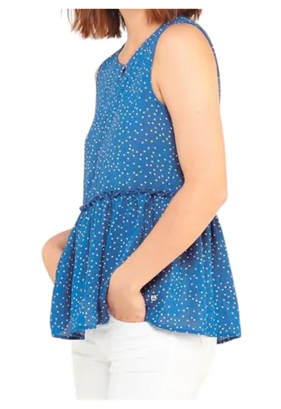 Bluza fara maneci cu imprimeu cu buline