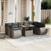 Gossi set mobilier de gradina cu perne, 10 piese, gri, poliratan