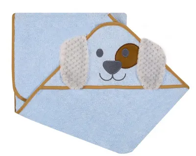 Prosop de baie cu gluga cu urechi din bumbac 80x80 cm Blue Dog