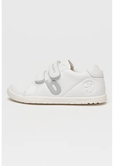 Pantofi sport de piele cu logo si velcro - Alb