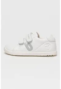 Pantofi sport de piele cu logo si velcro - Alb