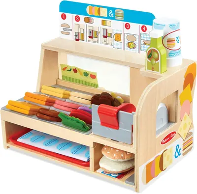 Stand de lemn pentru sandvișuri Melissa & Doug - 56 piese